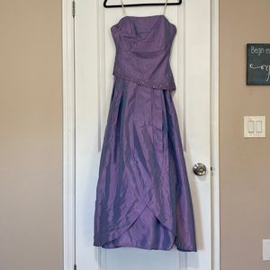 Cachet formal dress gown with beading and tulle. People and blue shimmer. Size 8